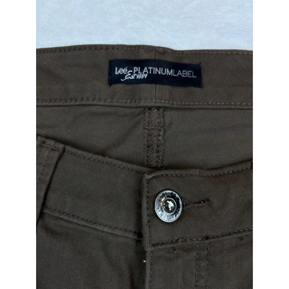 Lee Platinum Label Womens Midrise Brown BackPocket Embroidered Sz 12 Rhinestones - Picture 3 of 9
